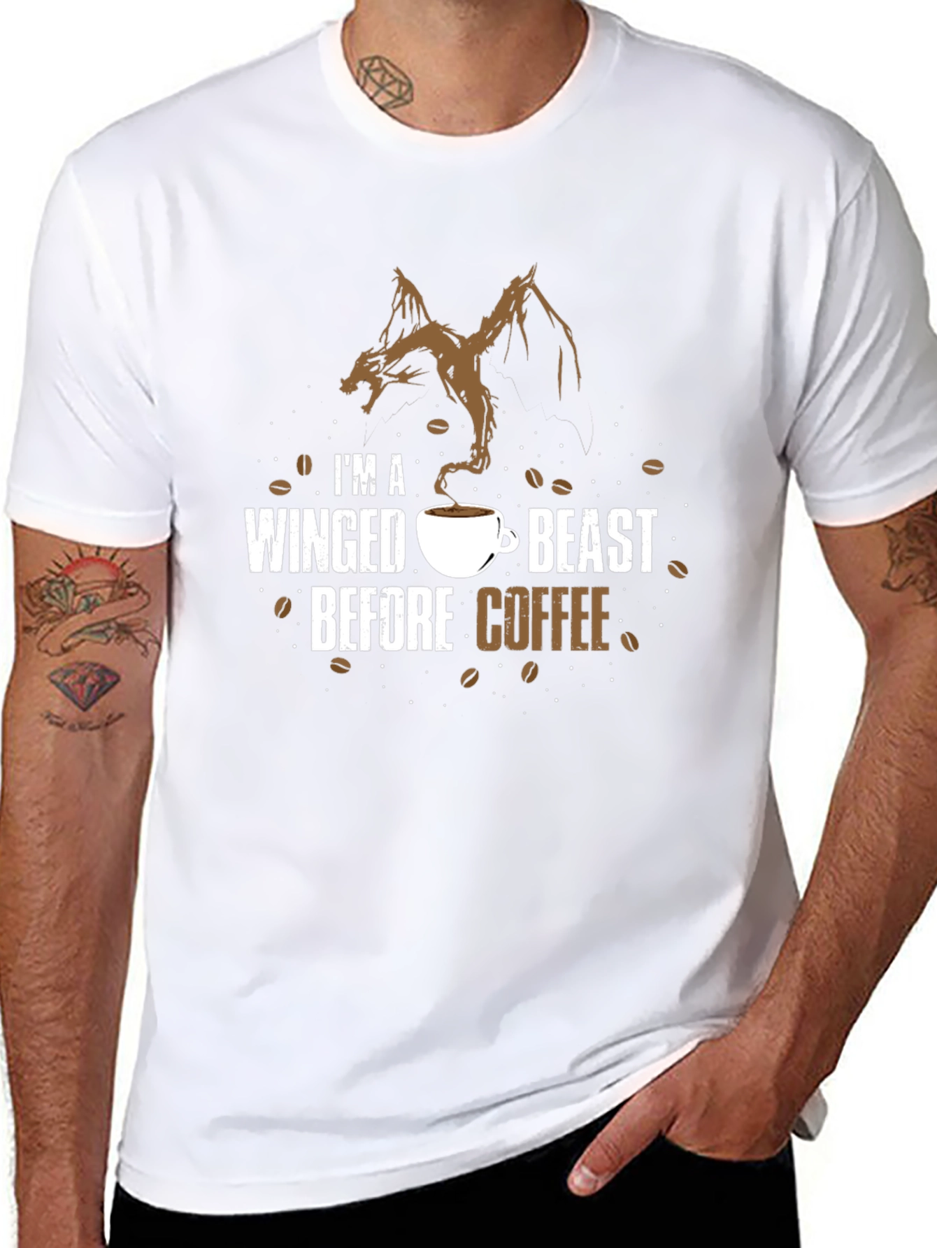 Winged Beast Coffee T-Shirt - Novelty Graphic Tee