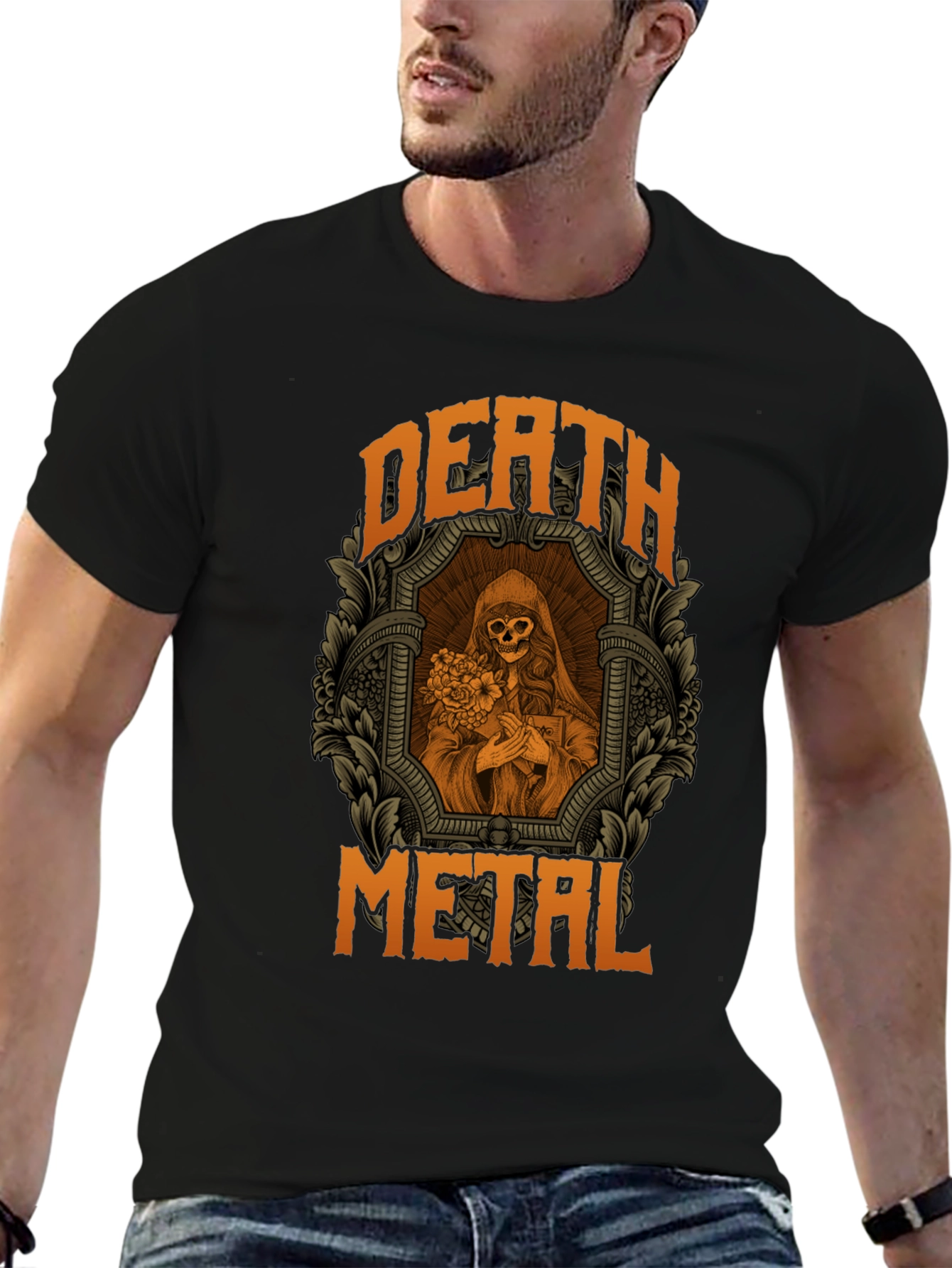 Death Metal Graphic T-Shirt - Skull Reaper Design