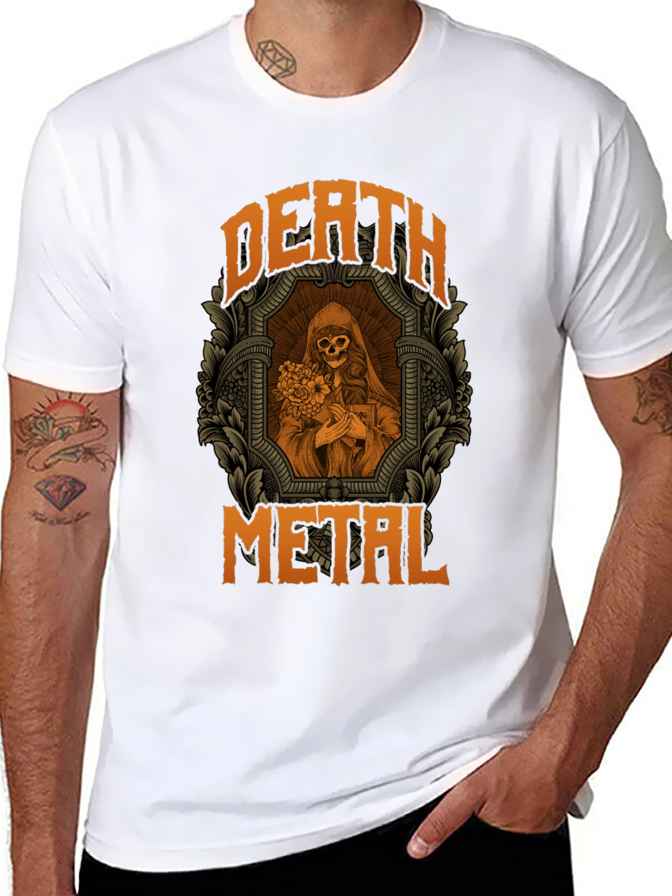 Death Metal Graphic T-Shirt - Skull Reaper Design