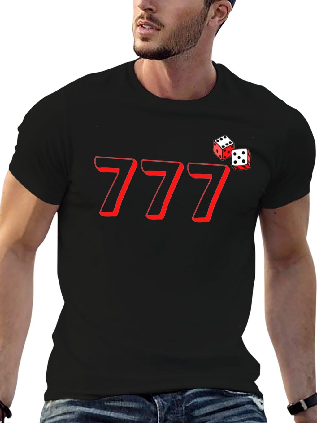 Lucky 777 Dice Graphic Tee - Black