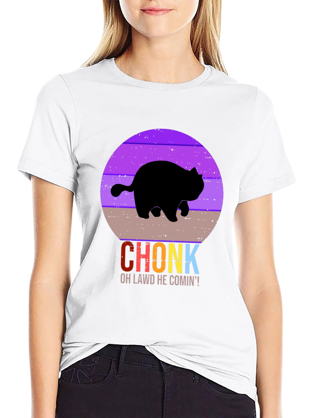 Chonk Cat T-Shirt - Oh Lawd He Comin!