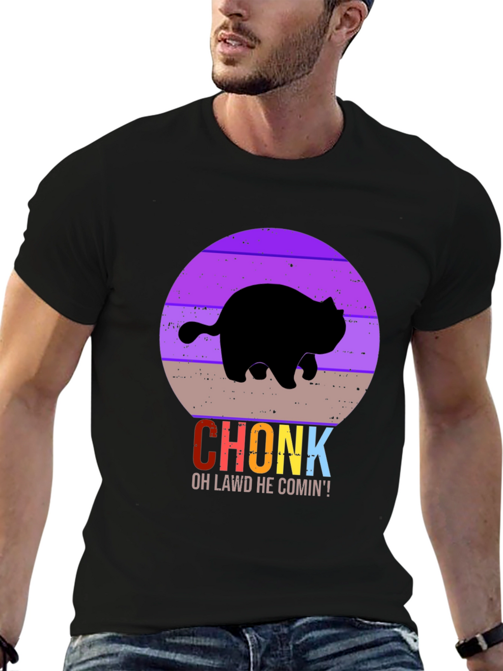 Chonk Cat T-Shirt - Oh Lawd He Comin!