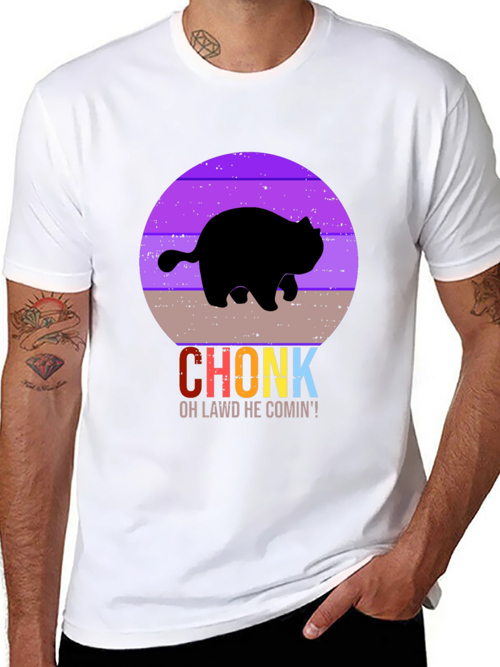 Chonk Cat T-Shirt - Oh Lawd He Comin!