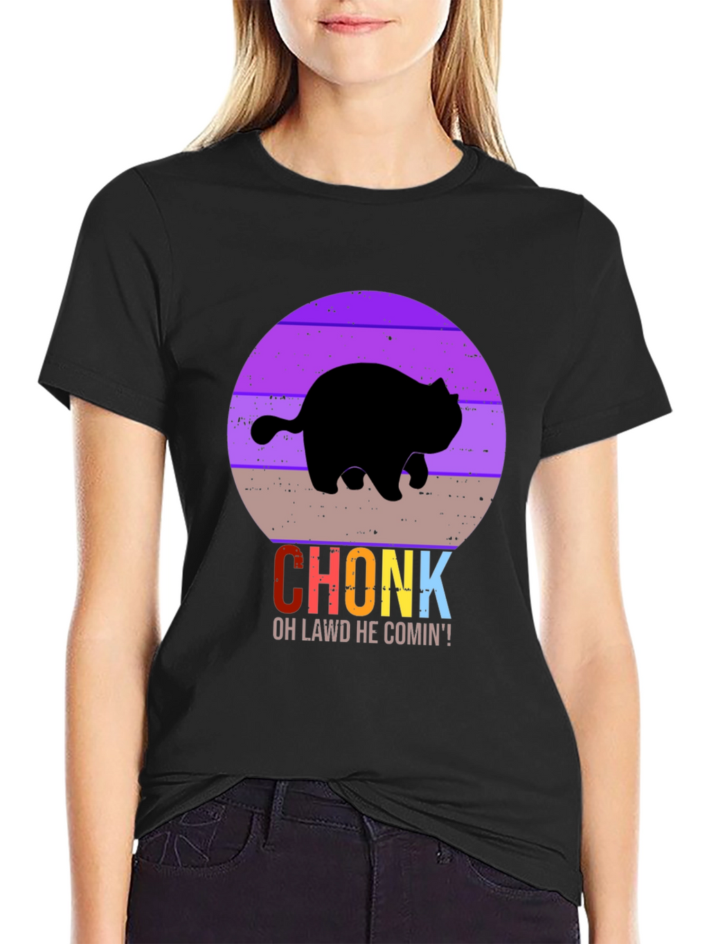 Chonk Cat T-Shirt - Oh Lawd He Comin!