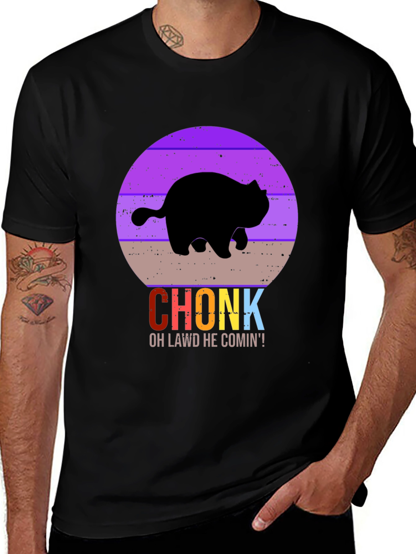 Chonk Cat T-Shirt - Oh Lawd He Comin!