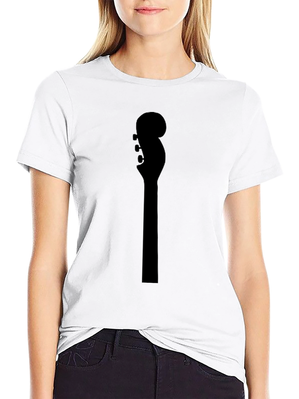 Guitar Headstock Graphic Tee - Black Cotton T-Shirt