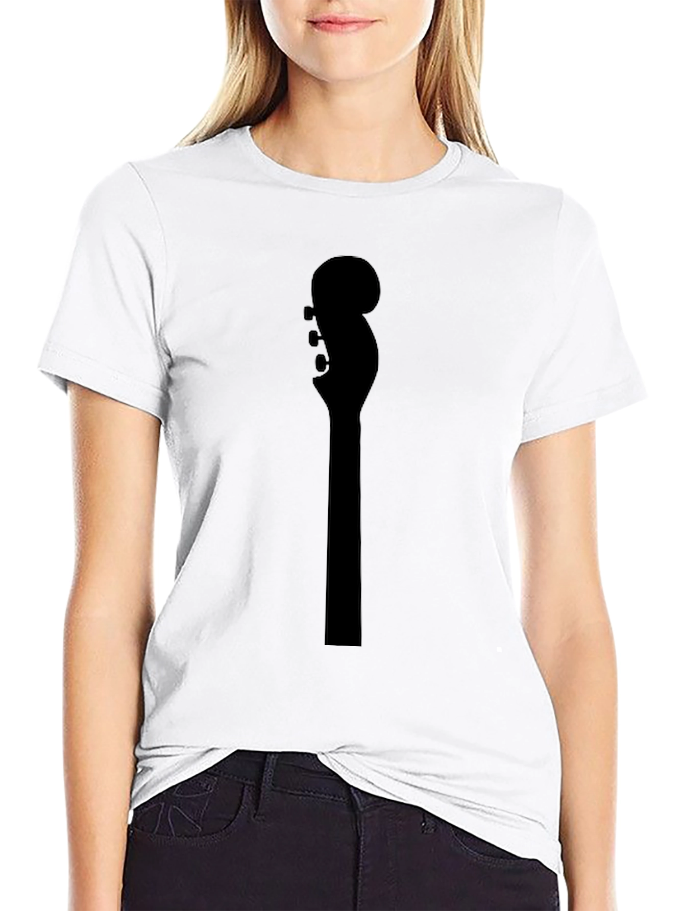 Guitar Headstock Graphic Tee - Black Cotton T-Shirt