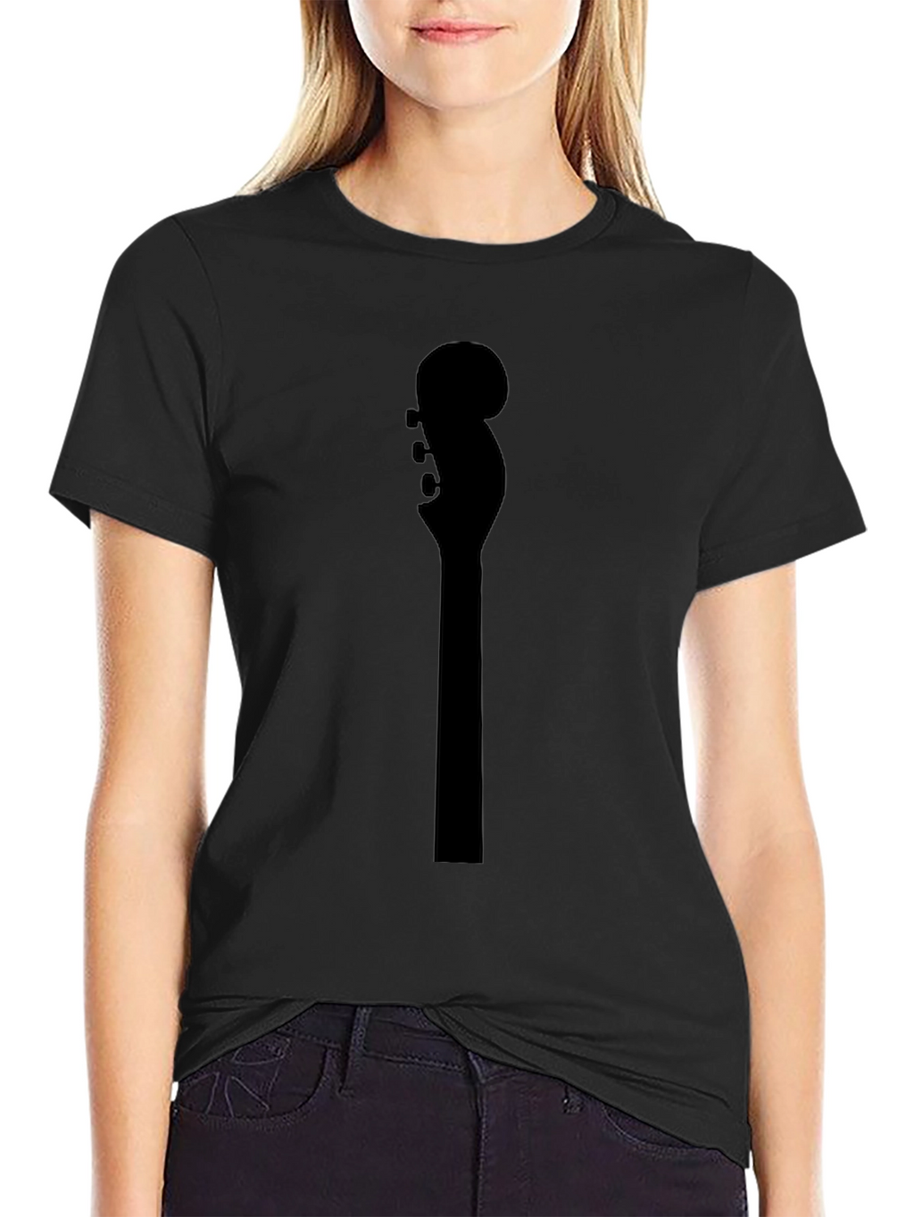 Guitar Headstock Graphic Tee - Black Cotton T-Shirt