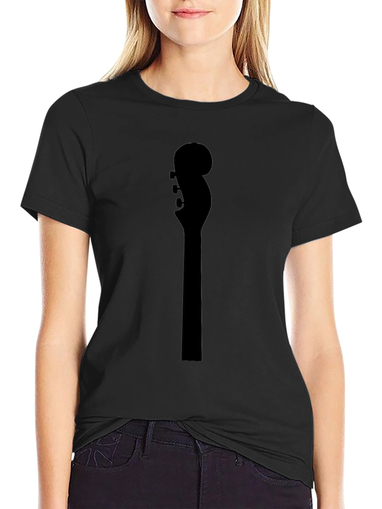 Guitar Headstock Graphic Tee - Black Cotton T-Shirt