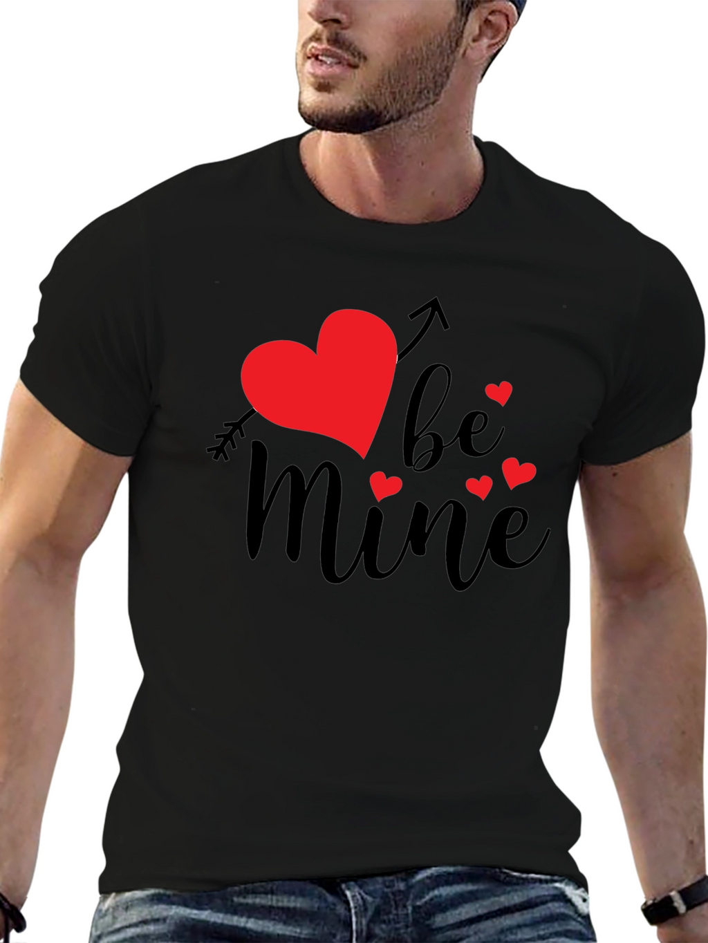 Be Mine Valentines Day Graphic Tee - Black