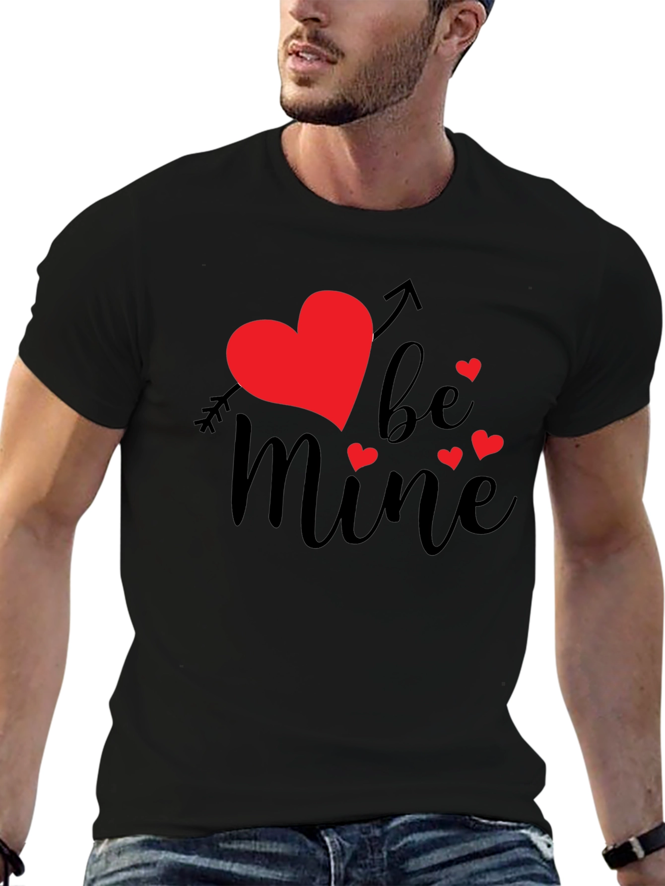 Be Mine Valentines Day Graphic Tee - Black