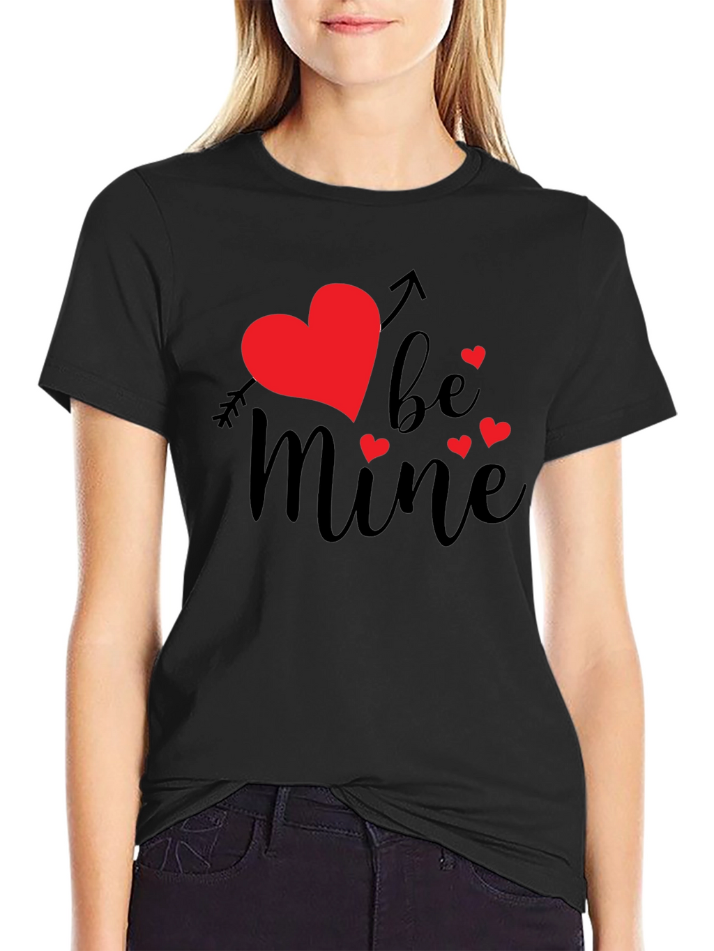 Be Mine Valentines Day Graphic Tee - Black
