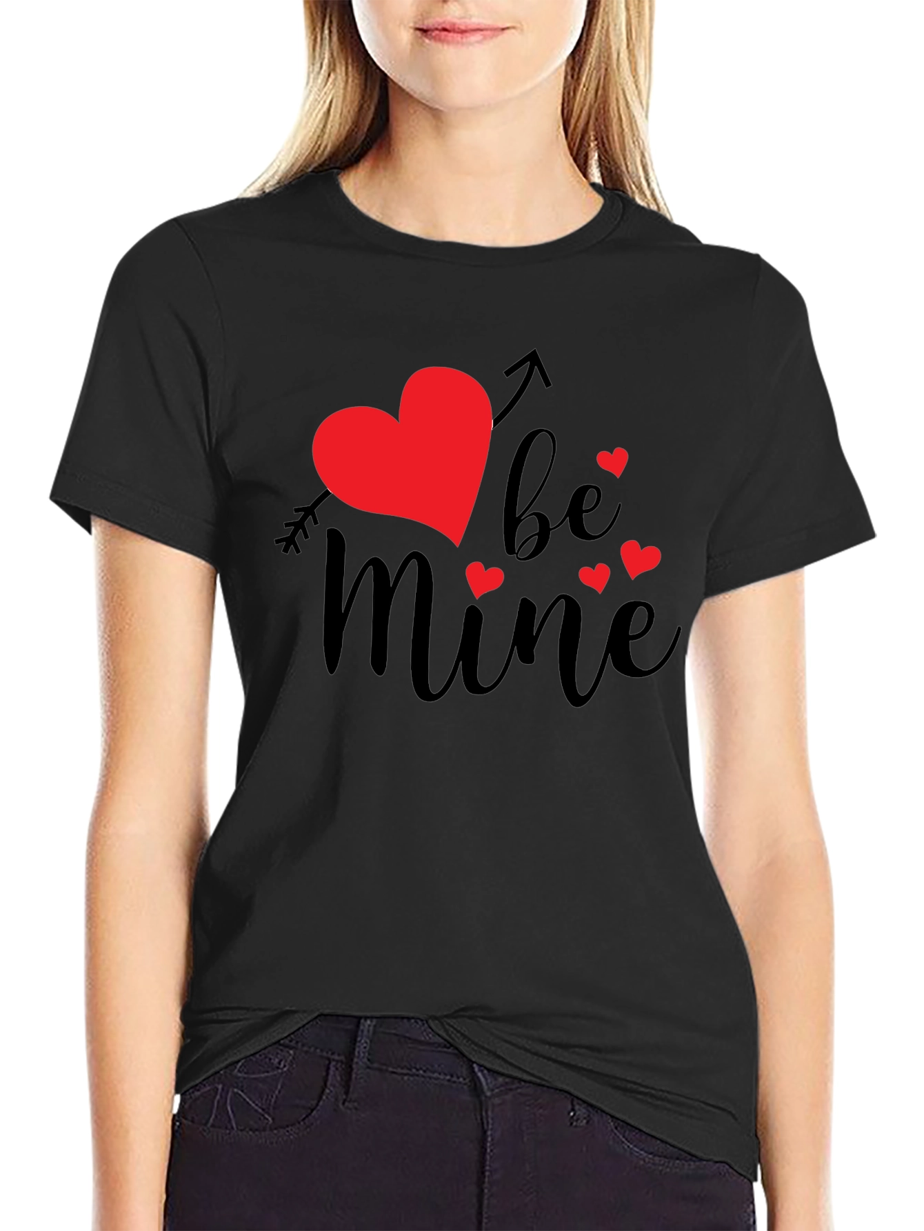 Be Mine Valentines Day Graphic Tee - Black