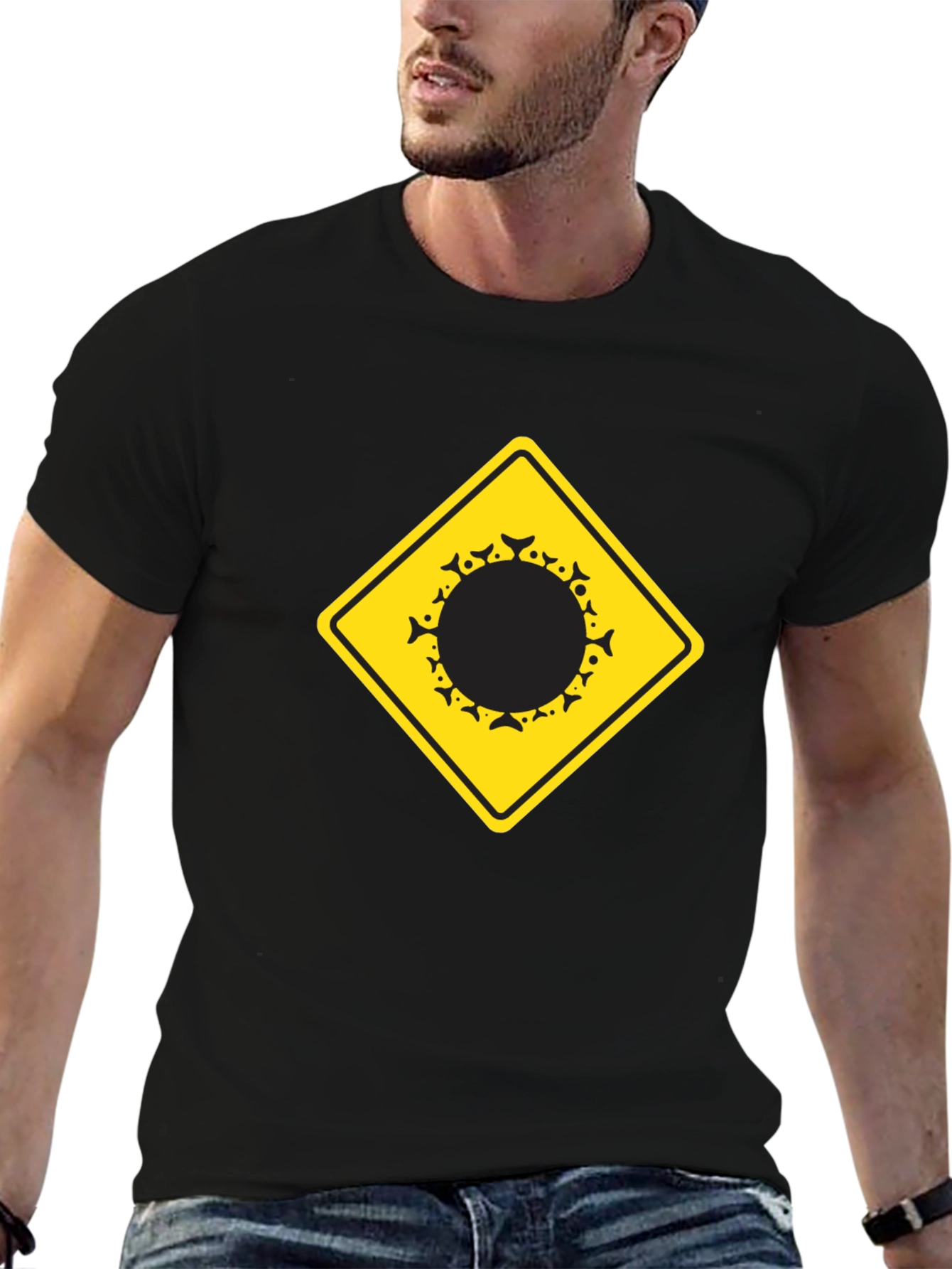 Warning Fish Crossing T-Shirt - Black