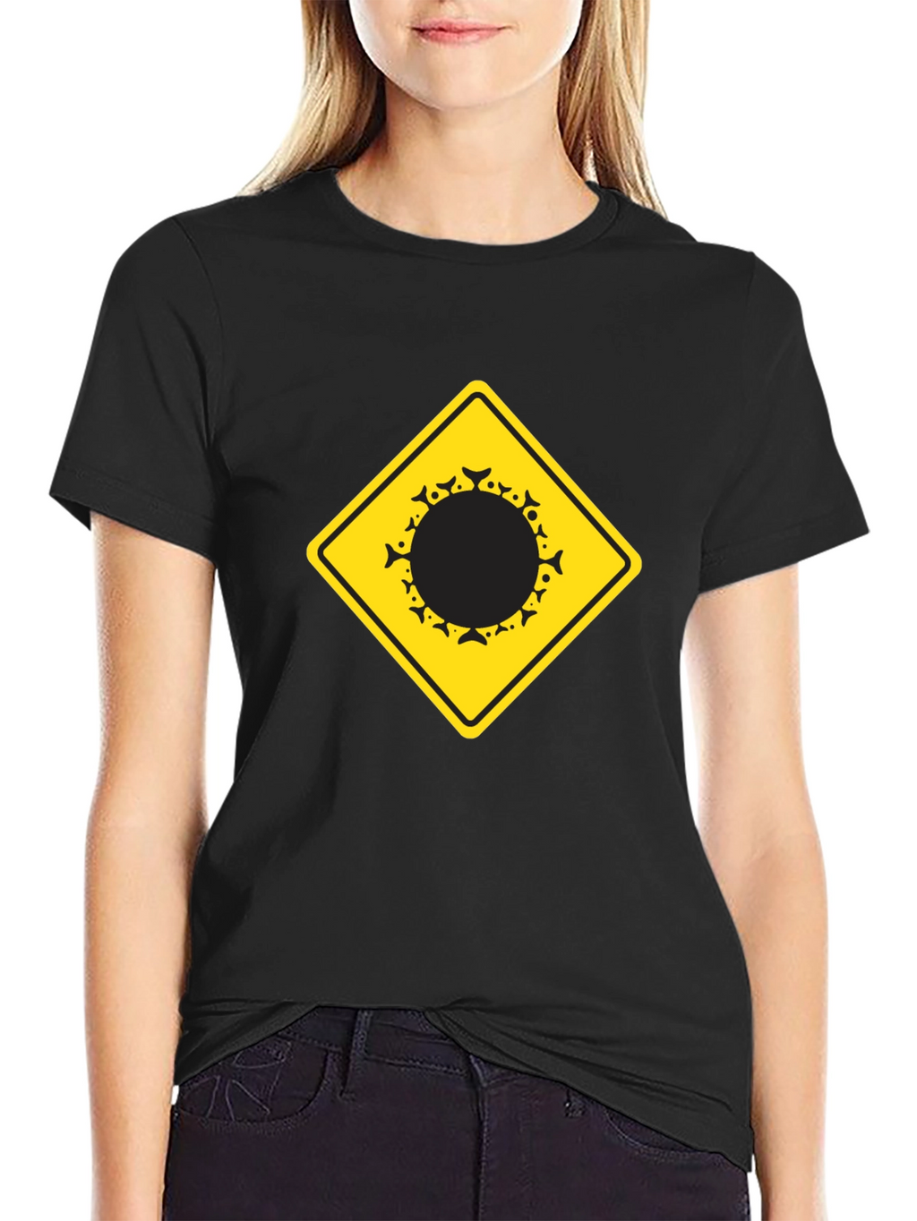 Warning Fish Crossing T-Shirt - Black