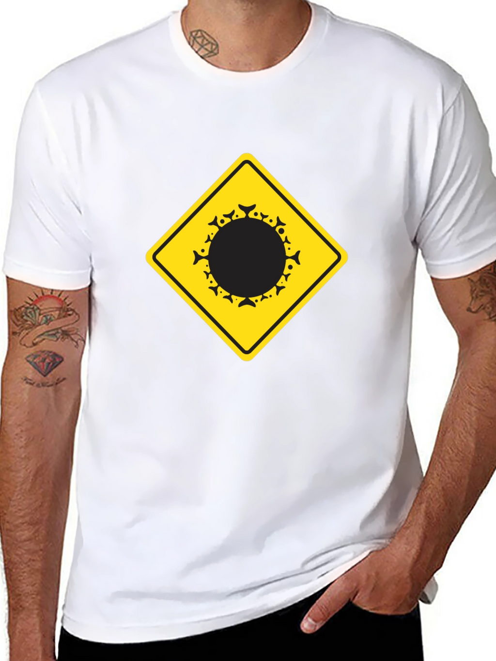 Warning Fish Crossing T-Shirt - Black