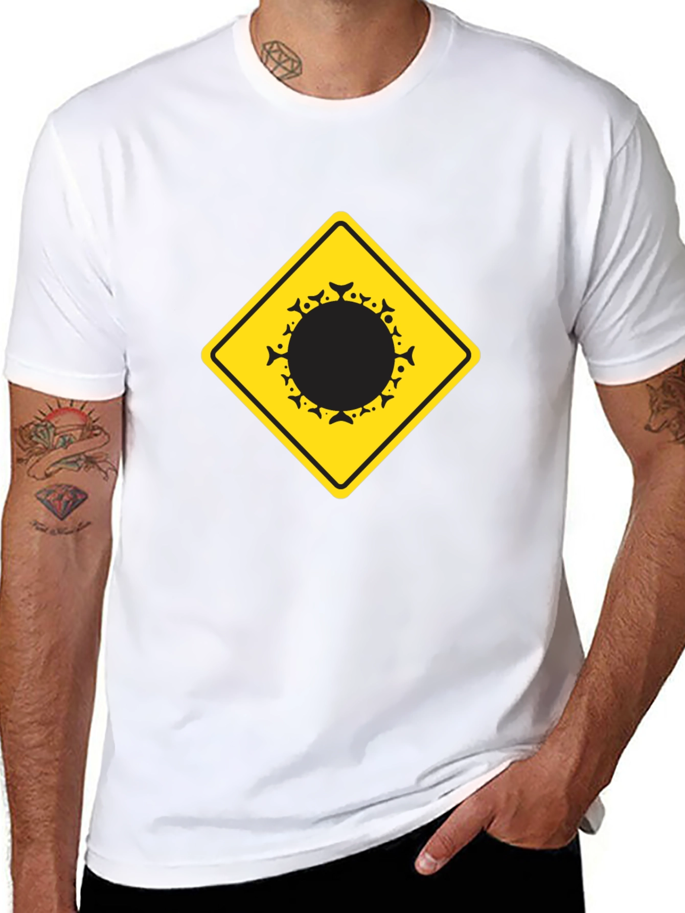 Warning Fish Crossing T-Shirt - Black
