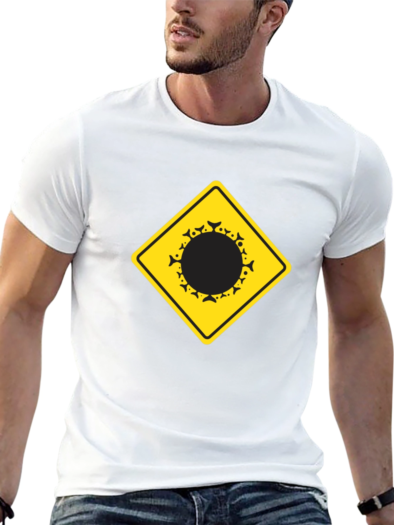 Warning Fish Crossing T-Shirt - Black