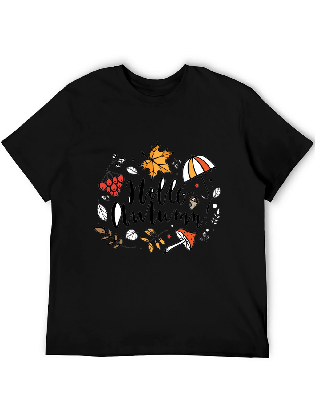 Hello Autumn Black T-Shirt