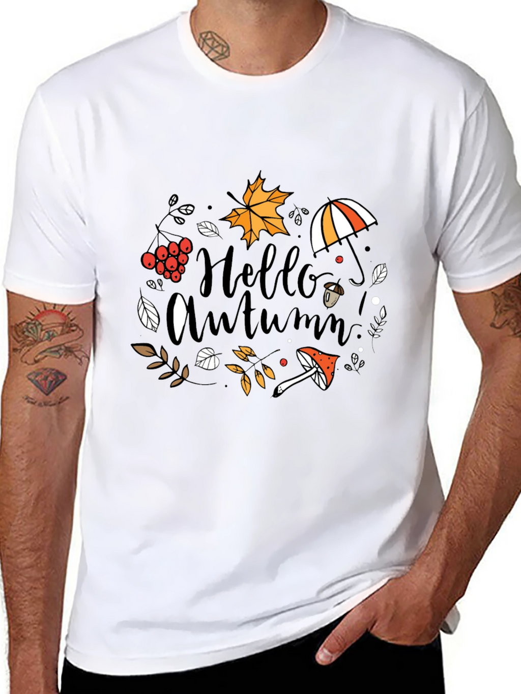 Hello Autumn Black T-Shirt