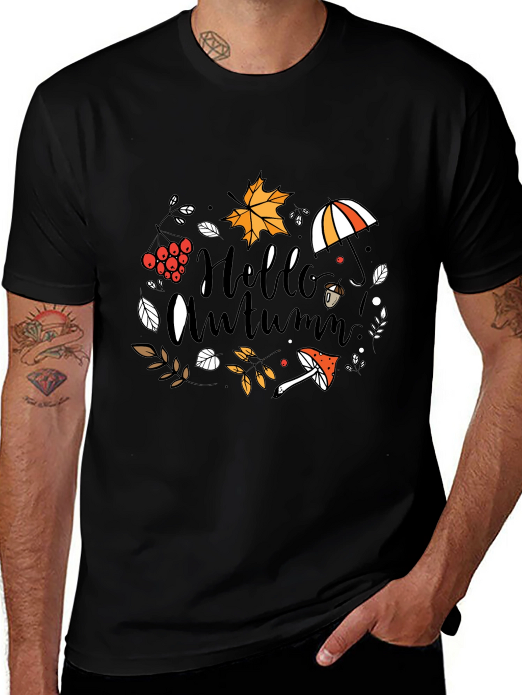 Hello Autumn Black T-Shirt