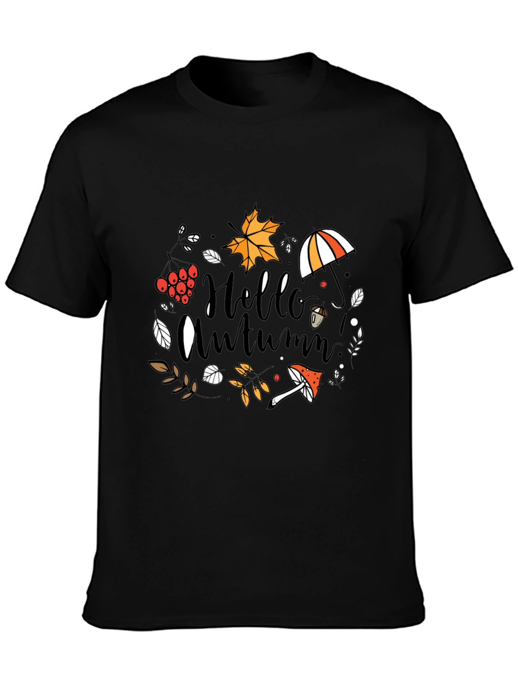 Hello Autumn Black T-Shirt