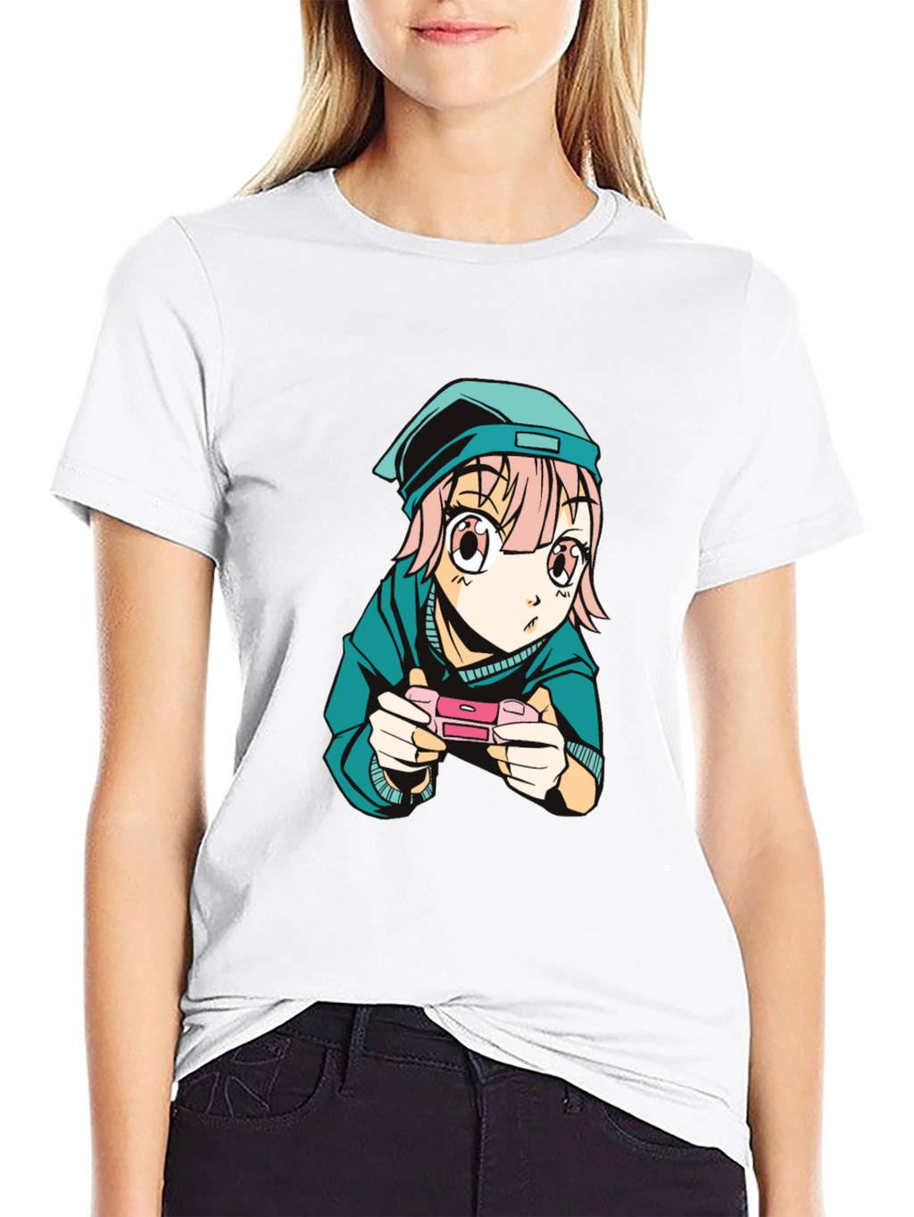 Anime Gamer Graphic Tee - Black
