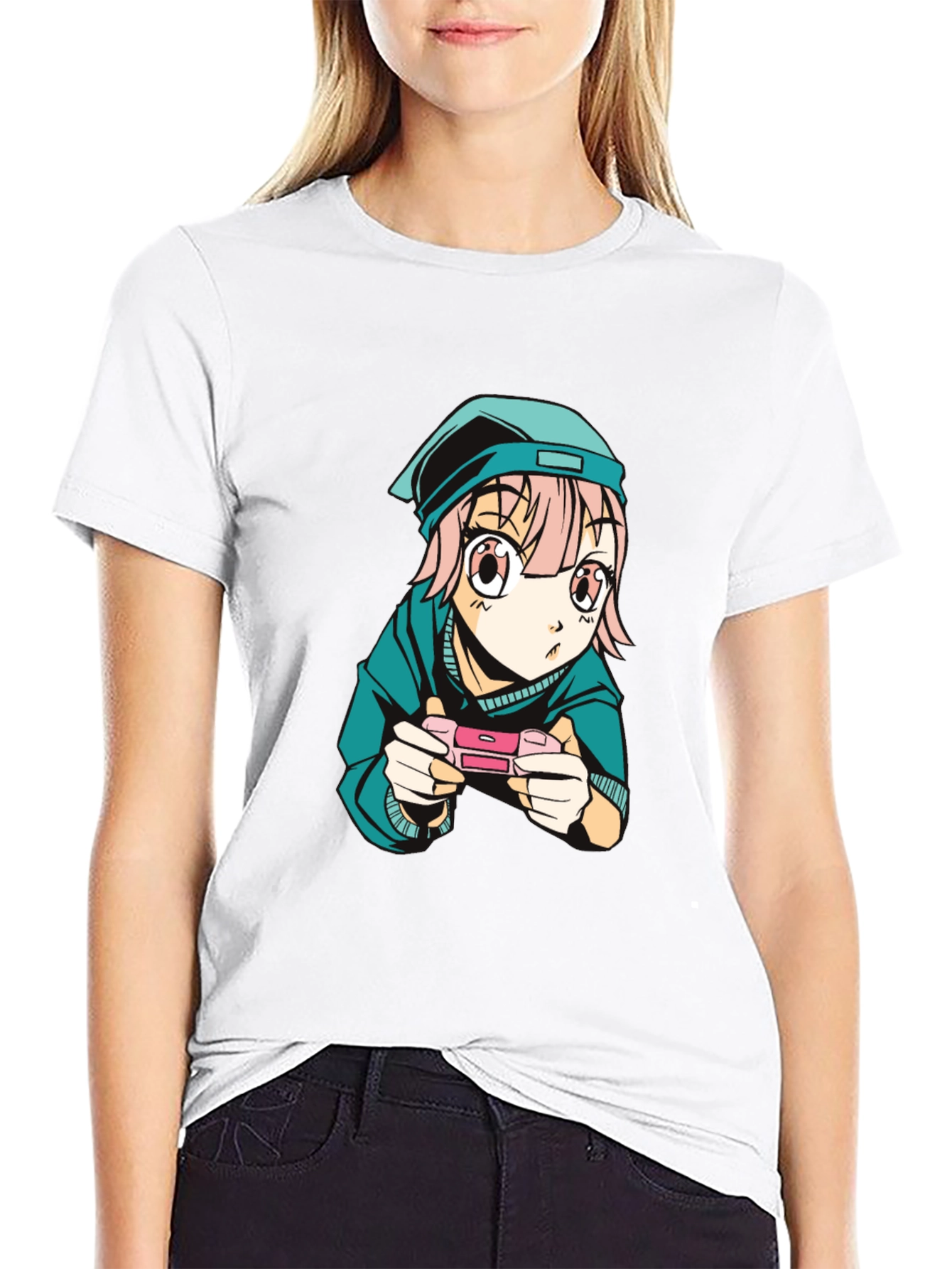 Anime Gamer Graphic Tee - Black