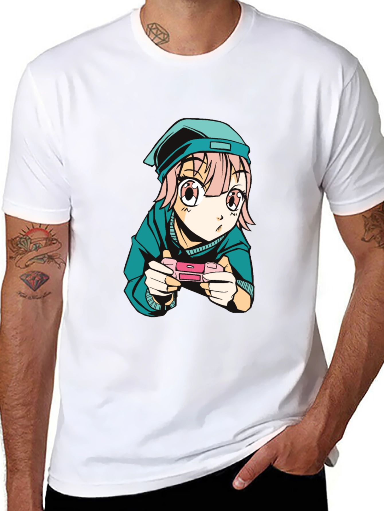 Anime Gamer Graphic Tee - Black