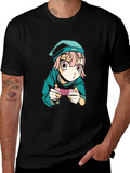 Anime Gamer Graphic Tee - Black