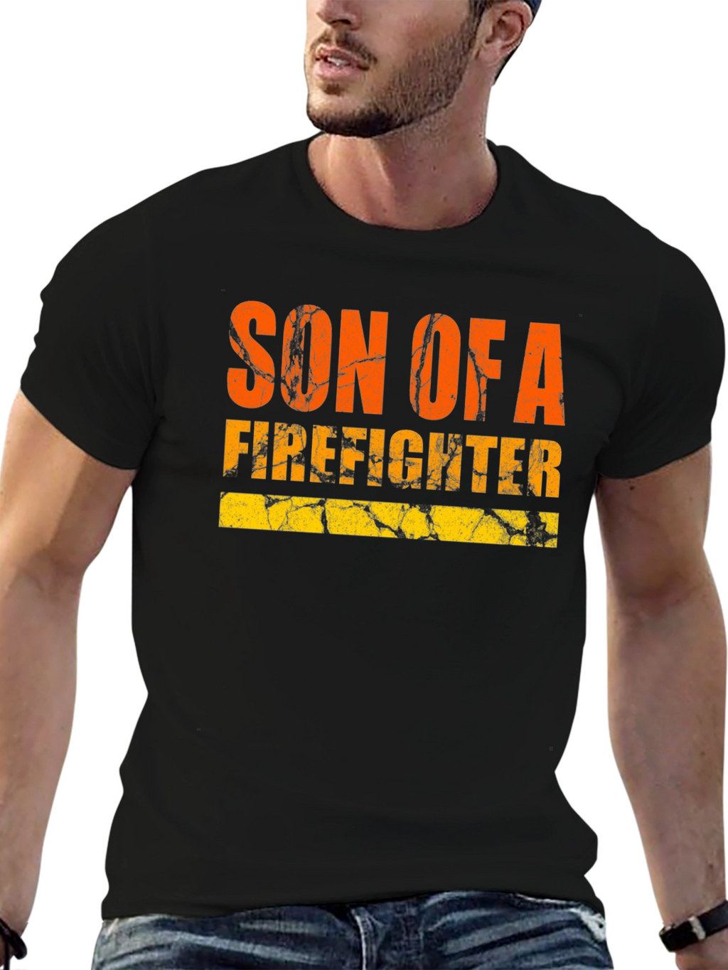 Son of a Firefighter Graphic Tee - Black T-Shirt