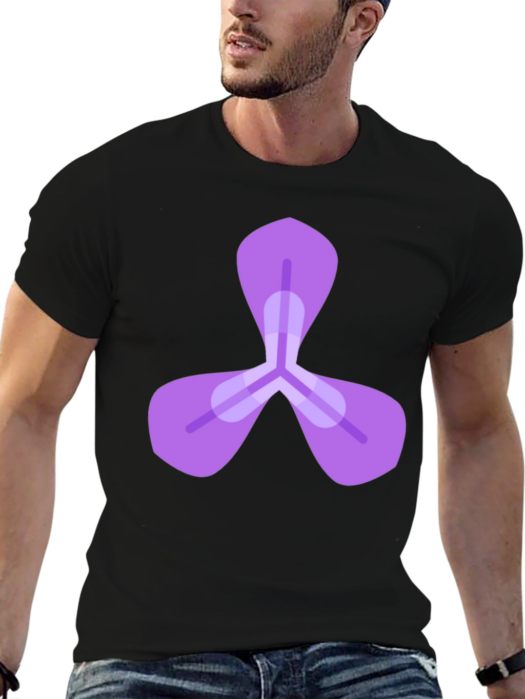 Mens Black Tee with Abstract Purple Design