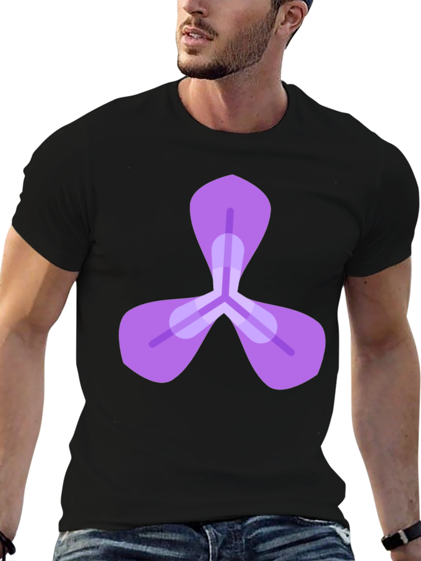 Mens Black Tee with Abstract Purple Design