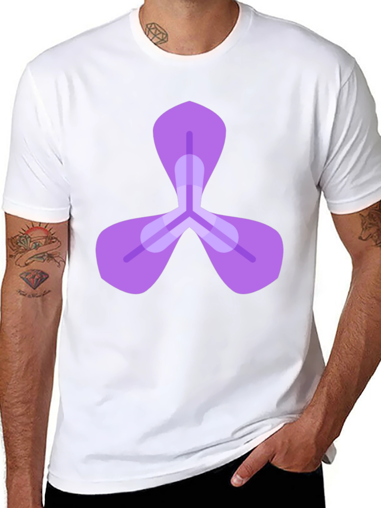 Mens Black Tee with Abstract Purple Design