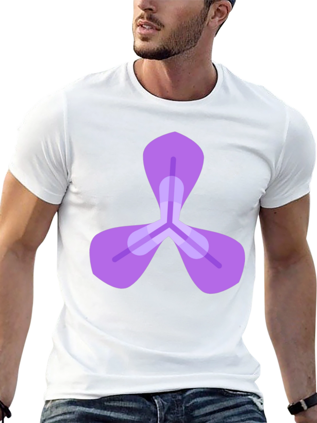 Mens Black Tee with Abstract Purple Design