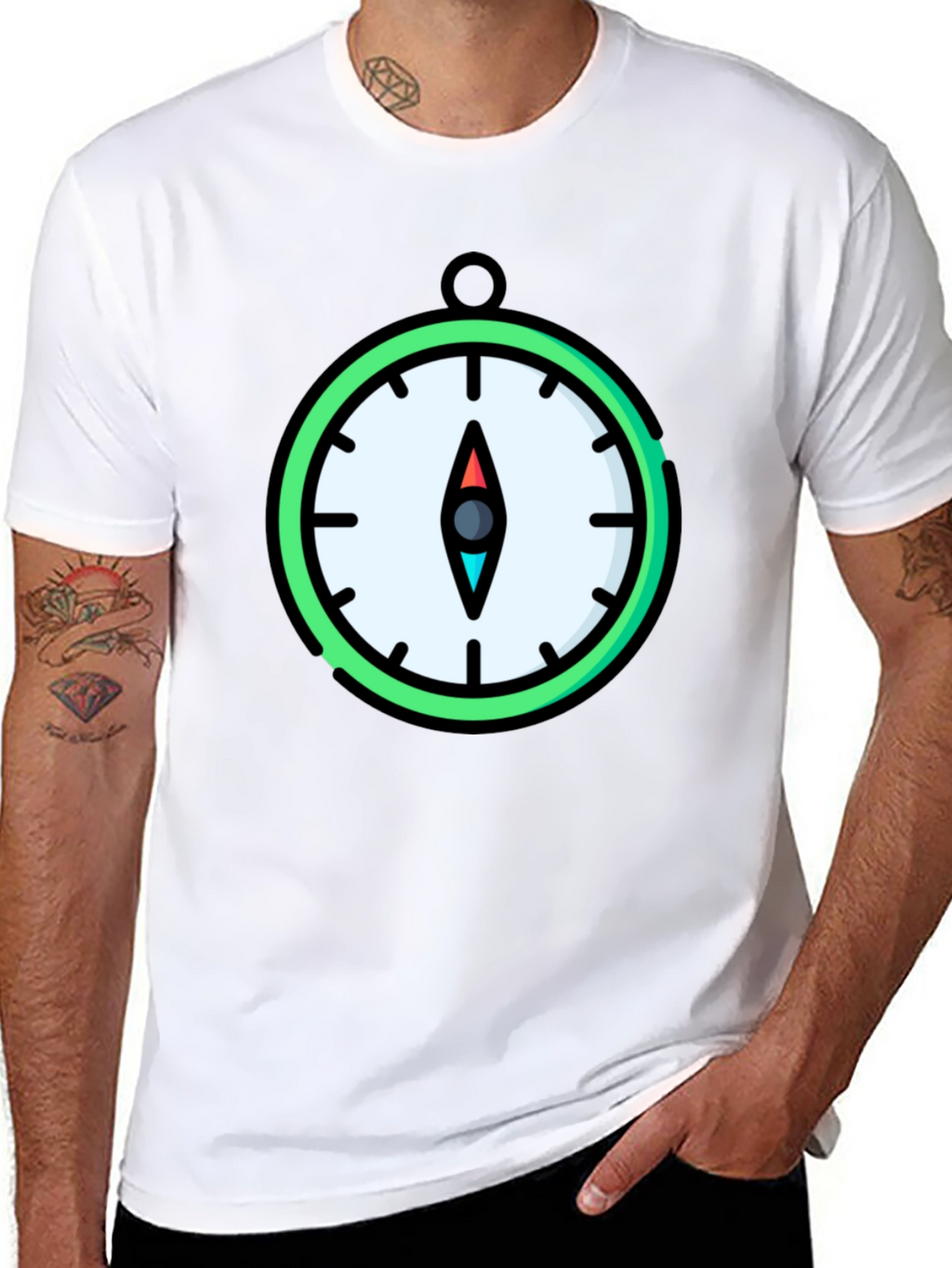 Compass Graphic T-Shirt - Stylish Mens Tee