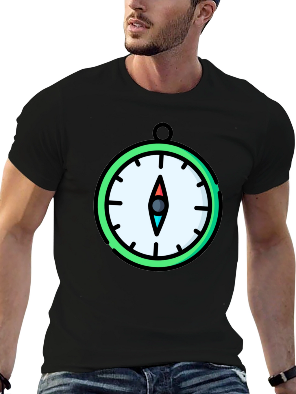 Compass Graphic T-Shirt - Stylish Mens Tee