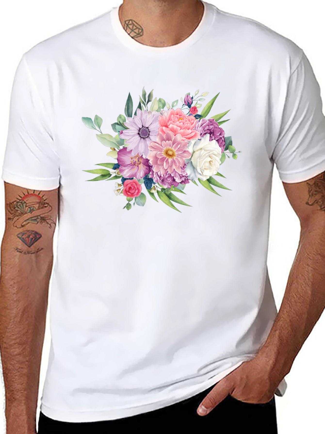Floral Bouquet Graphic Tee - Classic Black