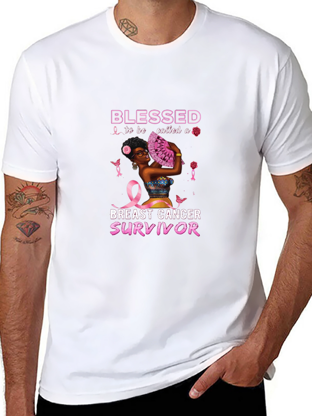 Breast Cancer Survivor Blessed Black T-Shirt