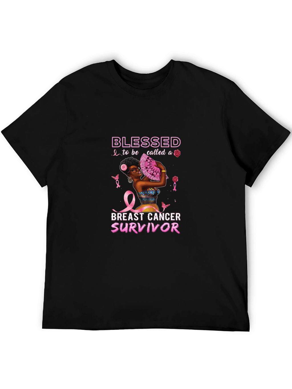 Breast Cancer Survivor Blessed Black T-Shirt