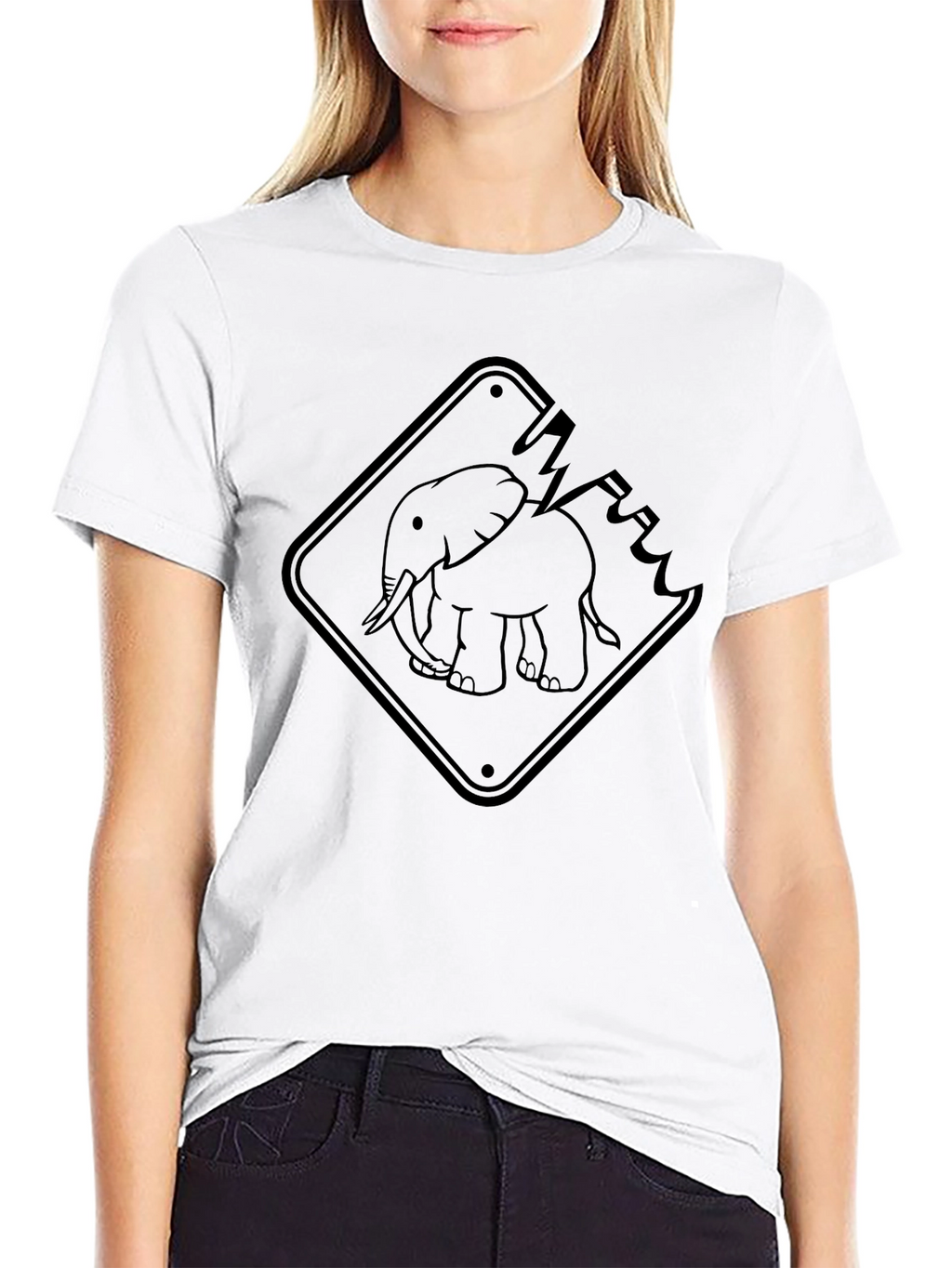 Elephant Road Sign Black Graphic Tee