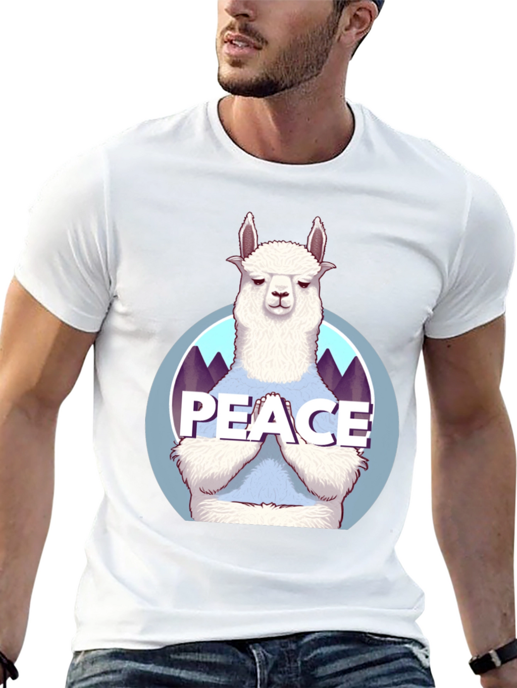 Peace Llama T-Shirt - Mens Black Tee