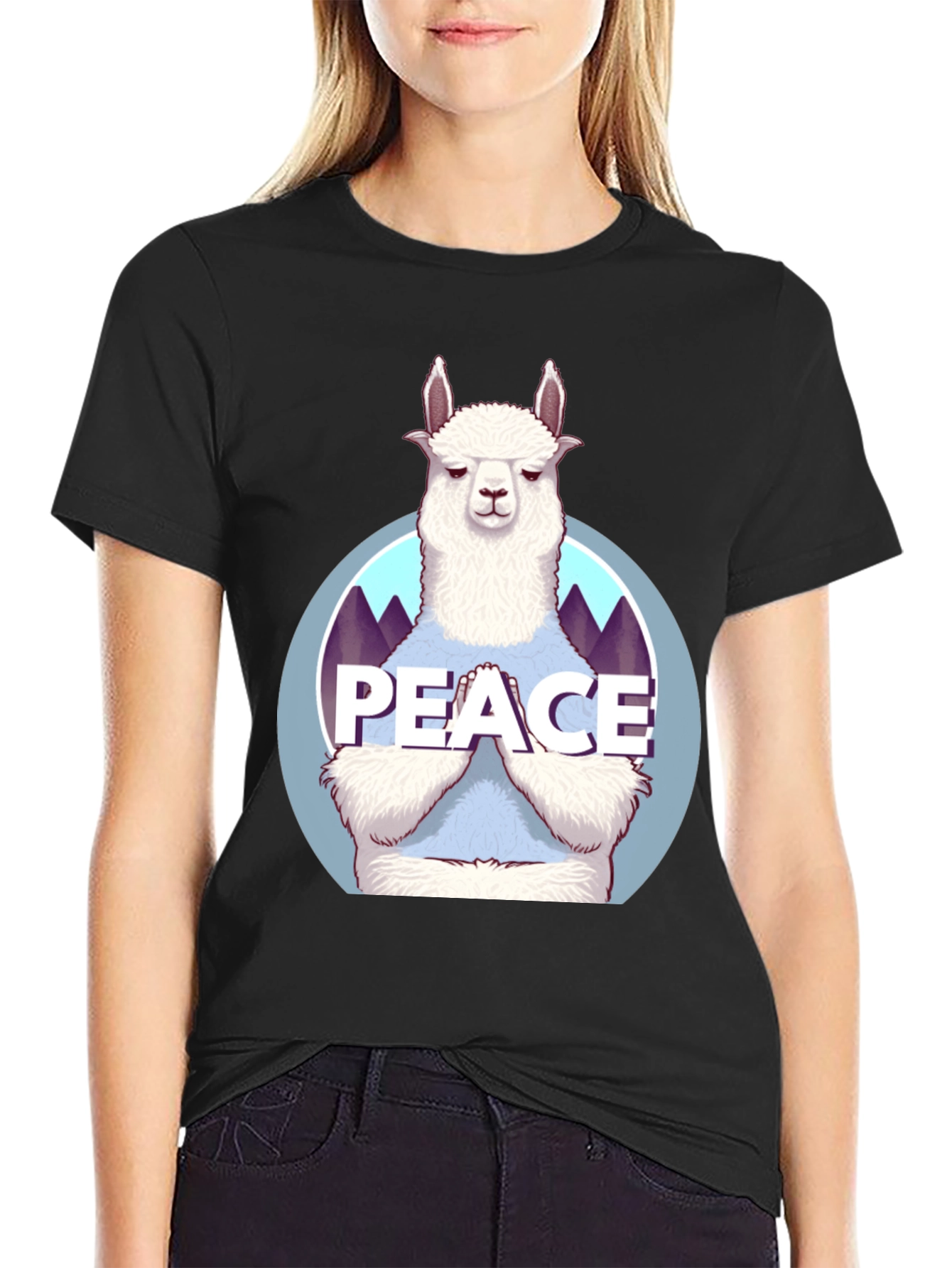 Peace Llama T-Shirt - Mens Black Tee