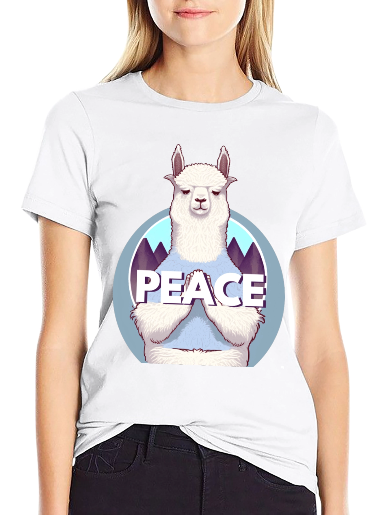 Peace Llama T-Shirt - Mens Black Tee