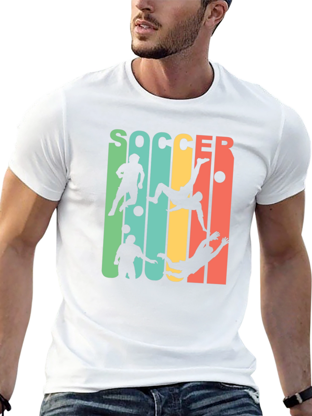 Soccer Player Silhouette Retro Graphic Tee