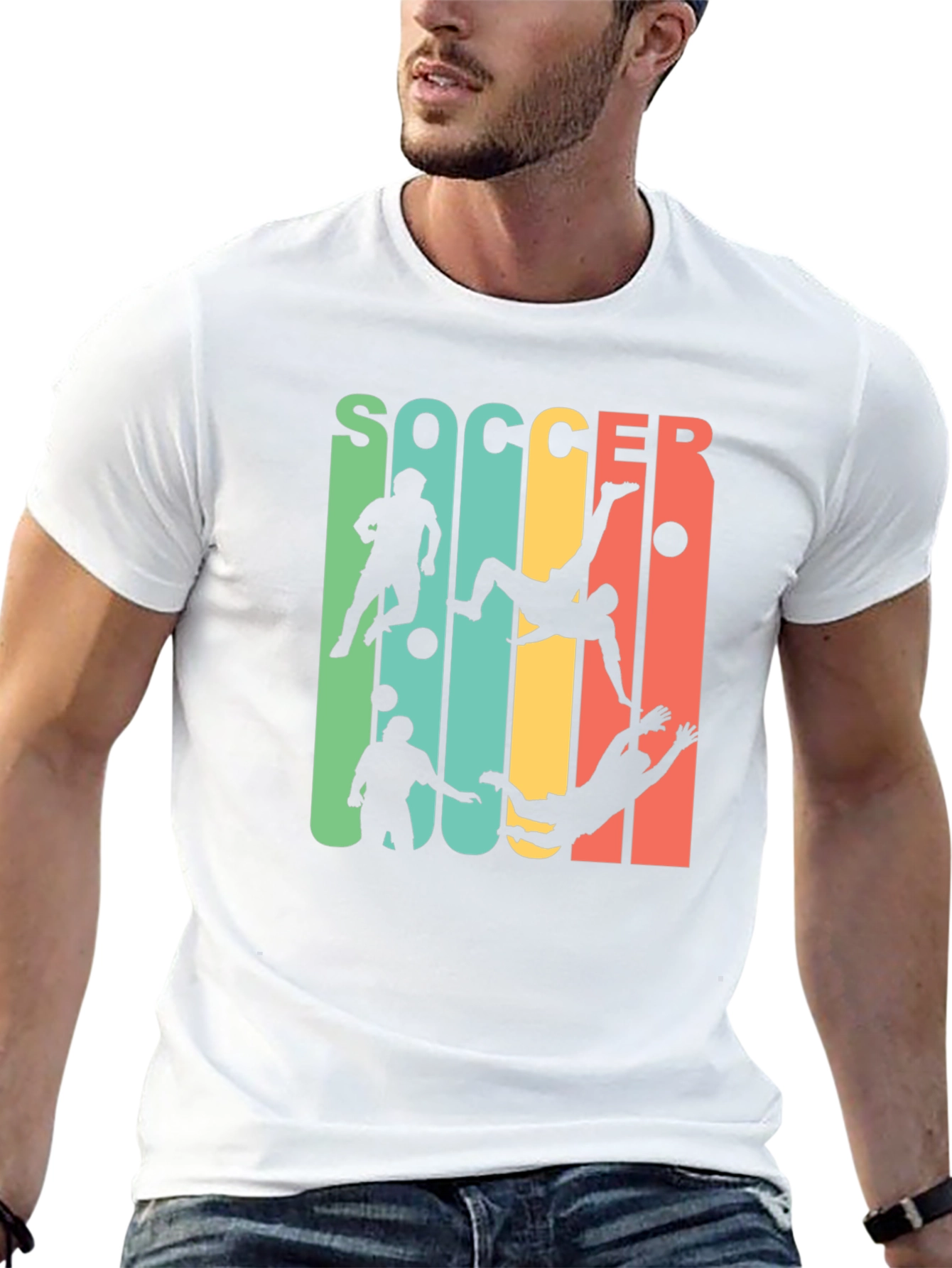 Soccer Player Silhouette Retro Graphic Tee