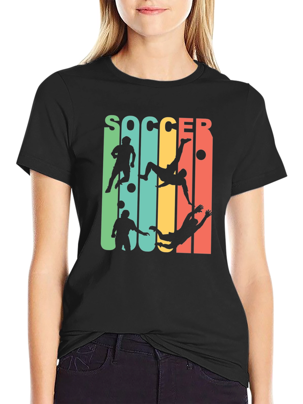 Soccer Player Silhouette Retro Graphic Tee